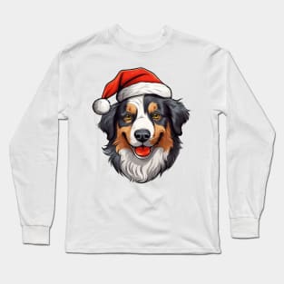 Christmas Dog in Santa Hat Long Sleeve T-Shirt